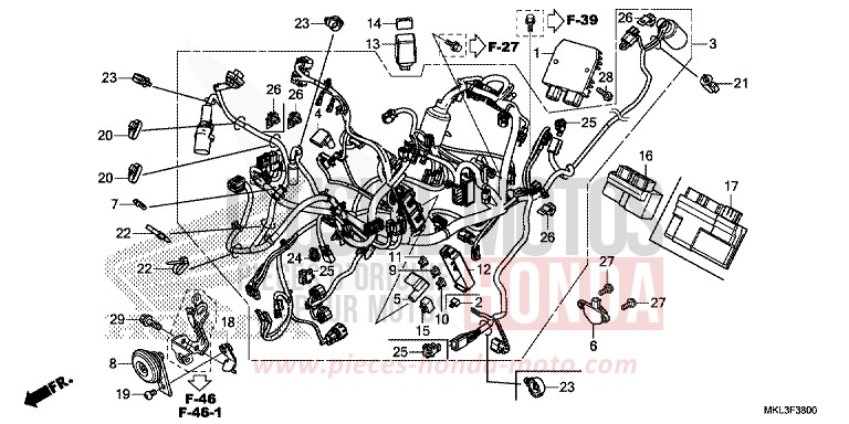 FAISCEAU DES FILS von NC750X DCT MAT BALLISTIC BLACK METALLIC (NHA86) von 2019